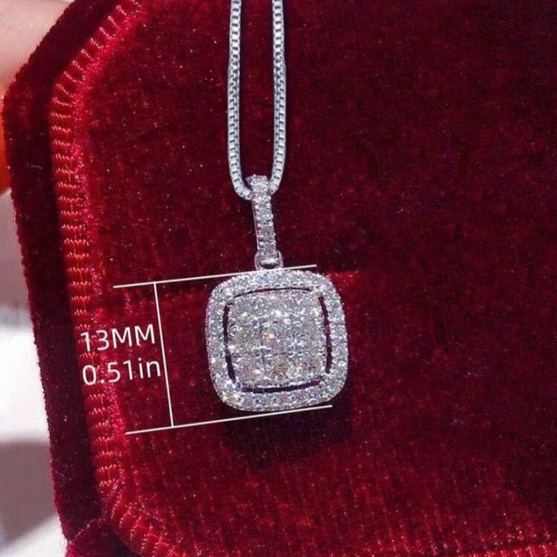 1pc Light Luxury Style Square Cubic Zirconia Pendant Necklace, Fashionable And Simple Jewelry For Women's Daily Wear
