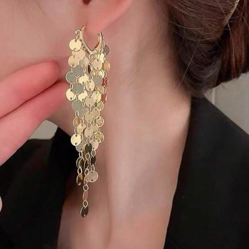 Stylish Vintage-Style Long Tassel Heart-Shaped Dangle Earrings - Exquisite Versatile Design for Everyday Wear