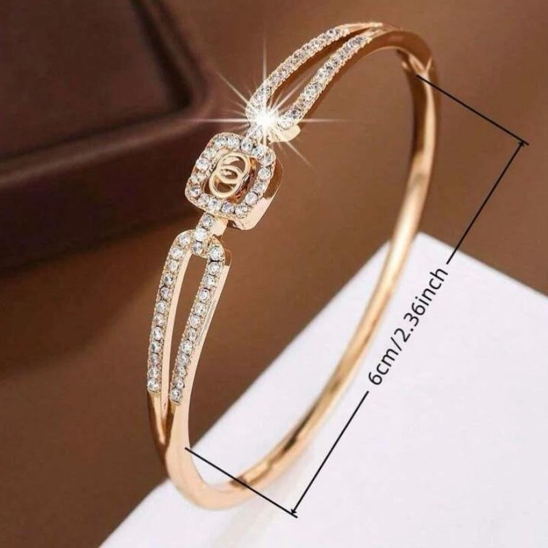 Elegant Zirconia Inlaid Bracelet Gold/Silver Versatile Fashionable Accessory for Casual & Formal Wear