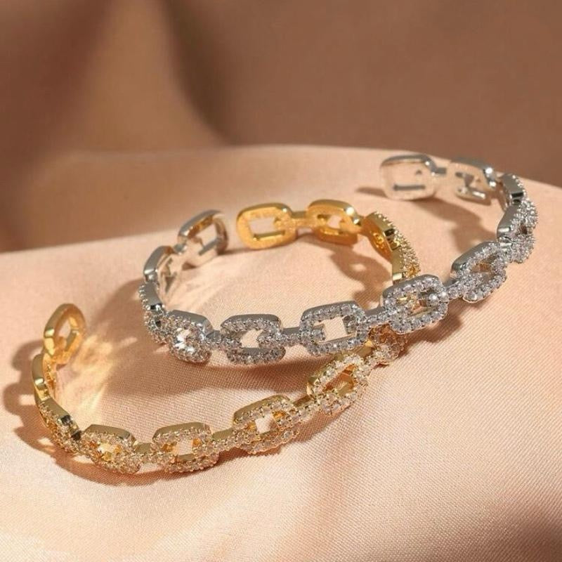 1pc gold/silver Cubic Zirconia Decorated Women's Bangle