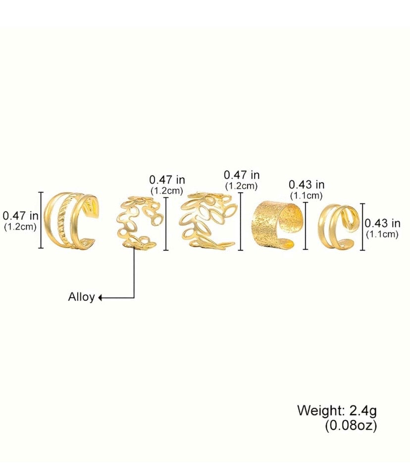 5pcs/Set Gold Advanced Bridal Clip Earrings Earrings Women Earrings Set Valentine's Day Accessories