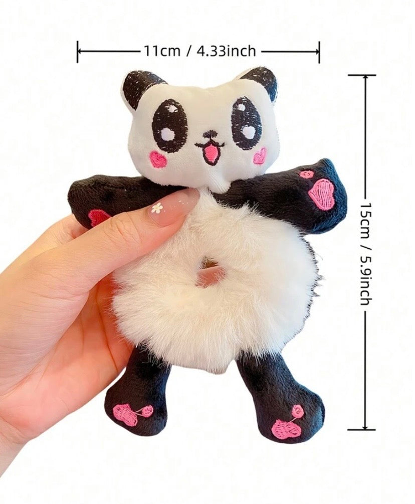 3pcs Kids Sweet Cute Cartoon Frog Panda Fluffy Scrunchies, Autumn/Winter Hair Accessories Elastic Hair Ties For Ponytail, Bun Scrunchy Hair Ties, Cute Hair Accessories Makeup Home Gym Woman Accessories Head Accessories Elastic Band Hair Rubber Bands,Fest