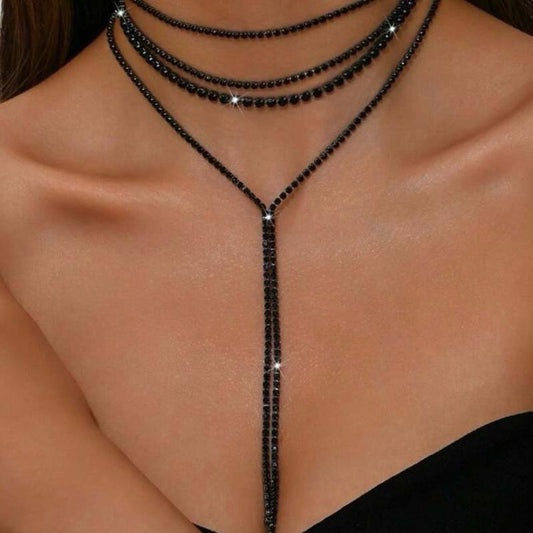 Gothic Style Y-Shaped Long Tassel Multi-Layer Necklace for Women Fashion Party Accessory Ideal for Daily Wear Versatile Design Eye-Catching Piece