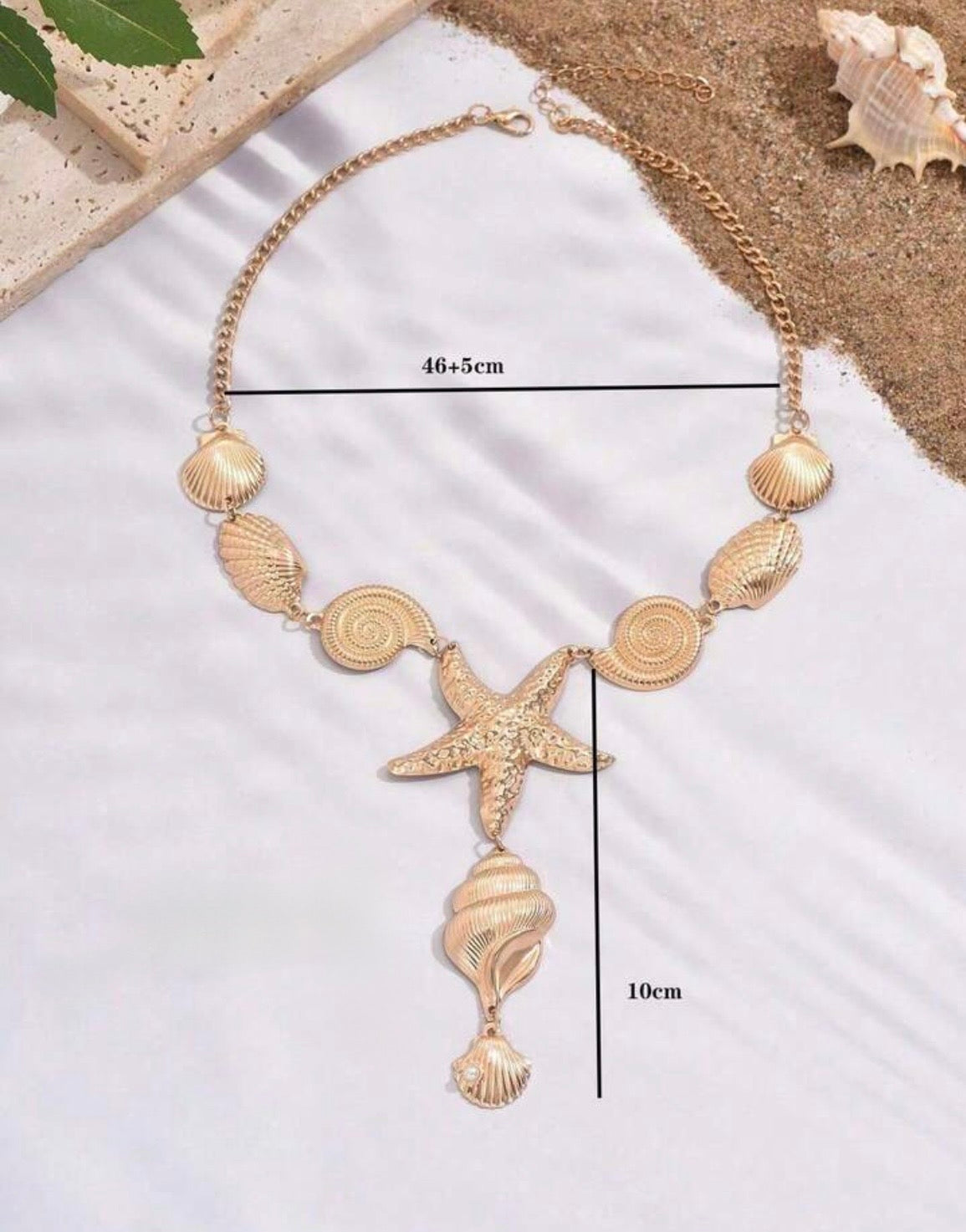 Ocean Themed Pendant Necklace with Starfish and Shell Design for Beachwear - 1pc Stylish Accessory for Ocean Lovers and Beach Outings