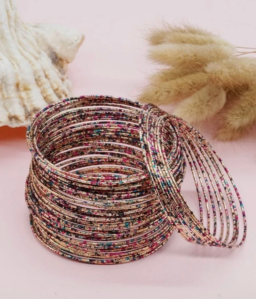 60pcs Iron Alloy Colorful Painted Resin Star Beads Bangle Bracelet for Stylish Accessory Collection