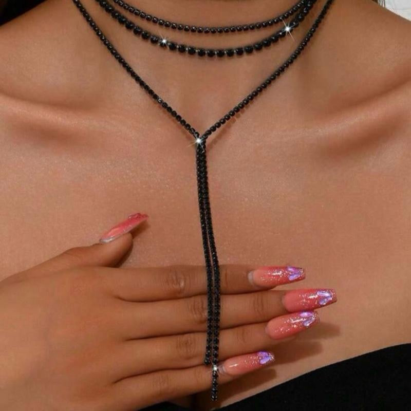 Gothic Style Y-Shaped Long Tassel Multi-Layer Necklace for Women Fashion Party Accessory Ideal for Daily Wear Versatile Design Eye-Catching Piece