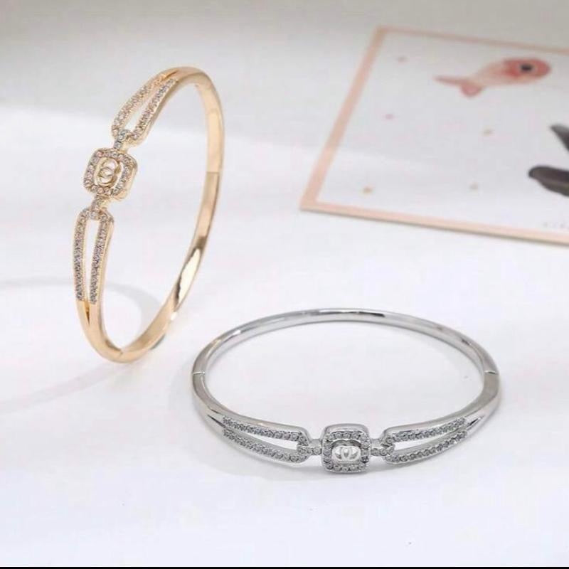 Elegant Zirconia Inlaid Bracelet Gold/Silver Versatile Fashionable Accessory for Casual & Formal Wear