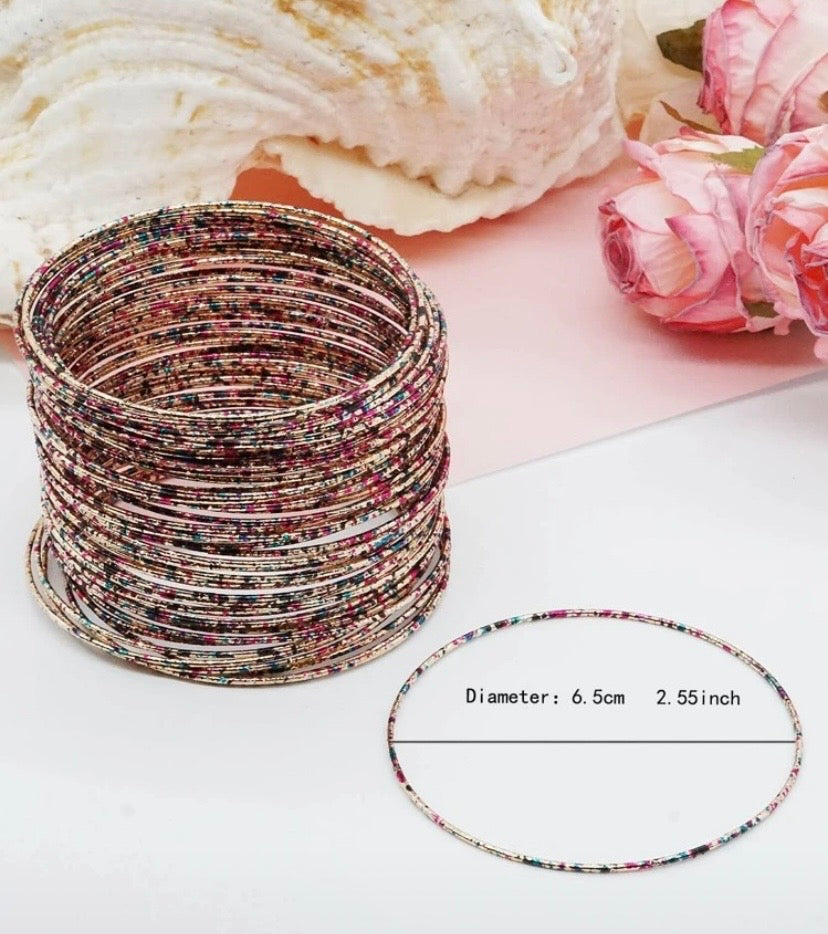 60pcs Iron Alloy Colorful Painted Resin Star Beads Bangle Bracelet for Stylish Accessory Collection