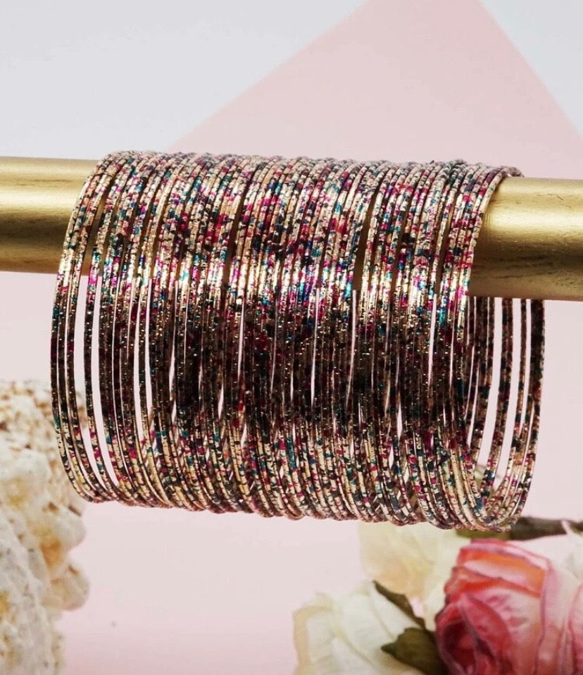 60pcs Iron Alloy Colorful Painted Resin Star Beads Bangle Bracelet for Stylish Accessory Collection