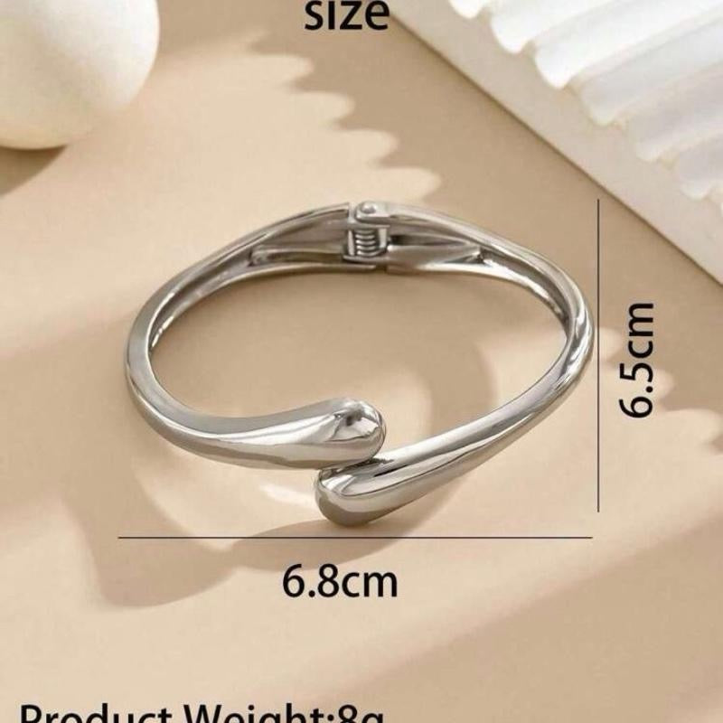 1pc Gold/Sılver Symmetrical Double Droplet Shaped Fashion Bracelet. Vintage Design. European & American Style With High-End Feeling.