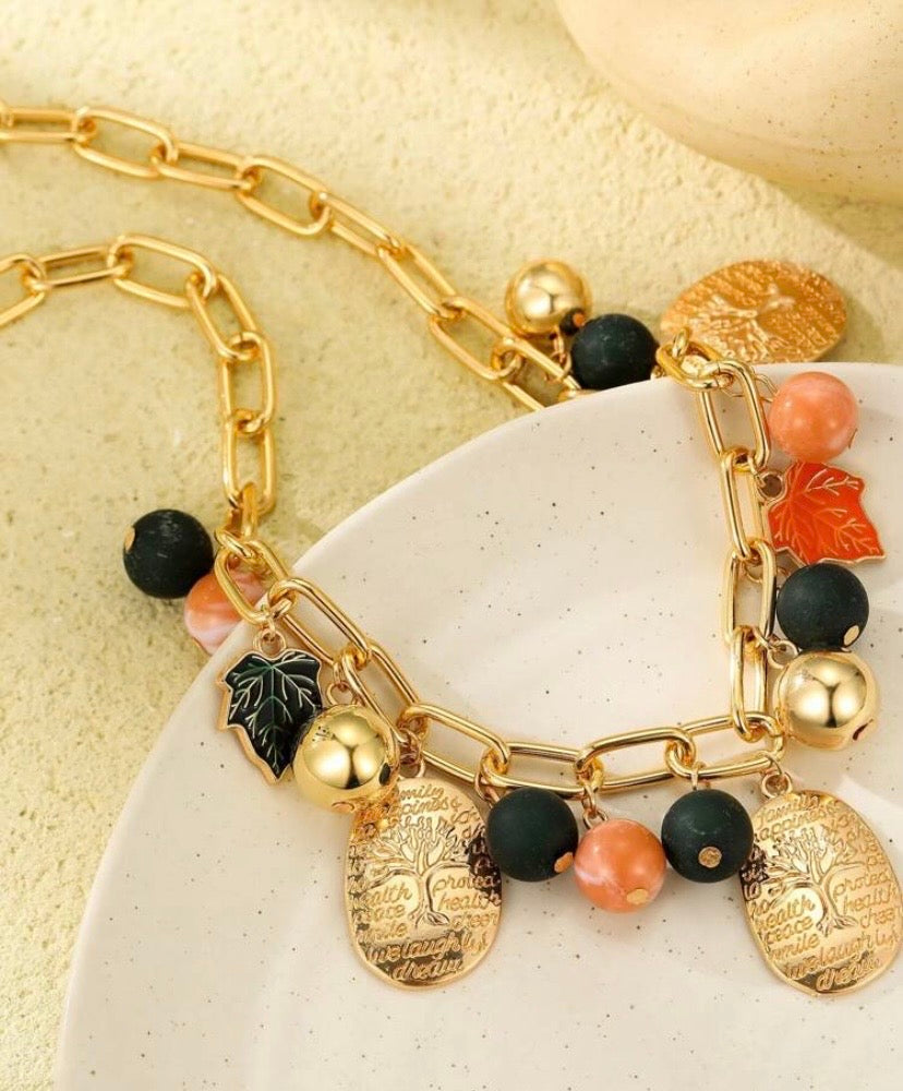 Bohemian Style Round Alloy Oval Pendant Necklace With Tree Pattern for Women 1pc Elegant Jewelry Accessory