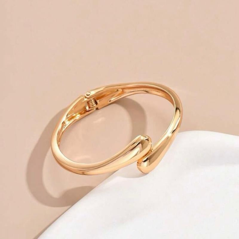 1pc Gold/Sılver Symmetrical Double Droplet Shaped Fashion Bracelet. Vintage Design. European & American Style With High-End Feeling.