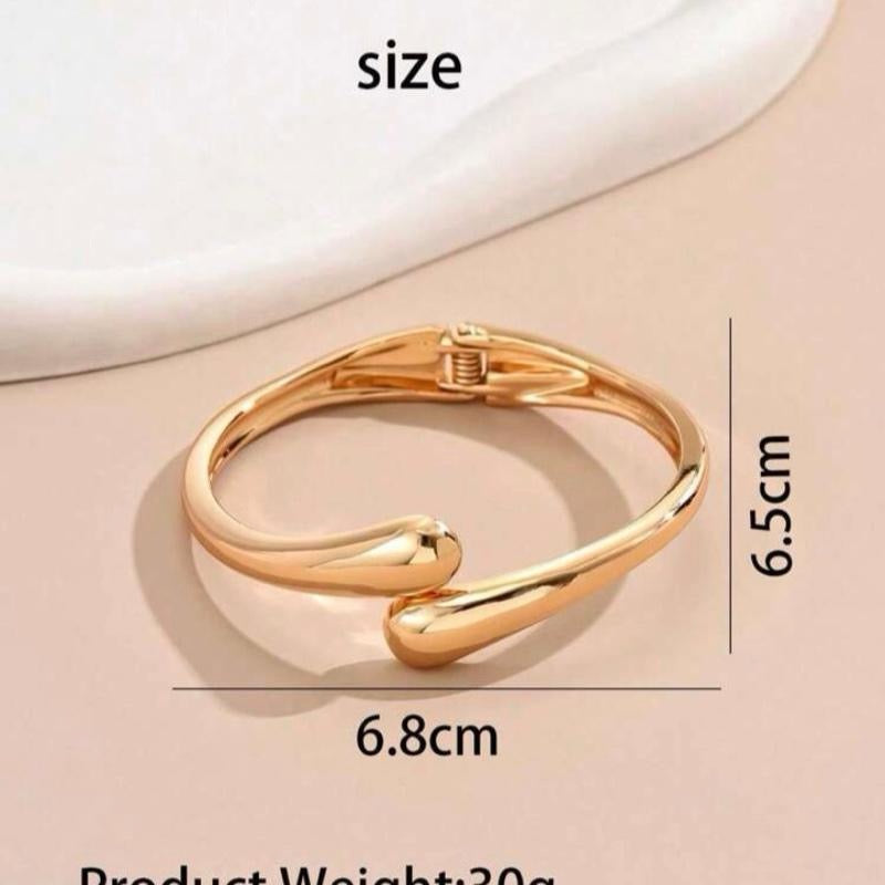 1pc Gold/Sılver Symmetrical Double Droplet Shaped Fashion Bracelet. Vintage Design. European & American Style With High-End Feeling.