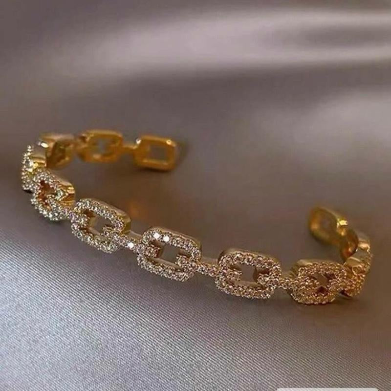 1pc gold/silver Cubic Zirconia Decorated Women's Bangle