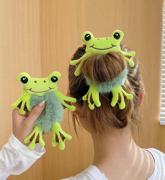 3pcs Kids Sweet Cute Cartoon Frog Panda Fluffy Scrunchies, Autumn/Winter Hair Accessories Elastic Hair Ties For Ponytail, Bun Scrunchy Hair Ties, Cute Hair Accessories Makeup Home Gym Woman Accessories Head Accessories Elastic Band Hair Rubber Bands,Fest