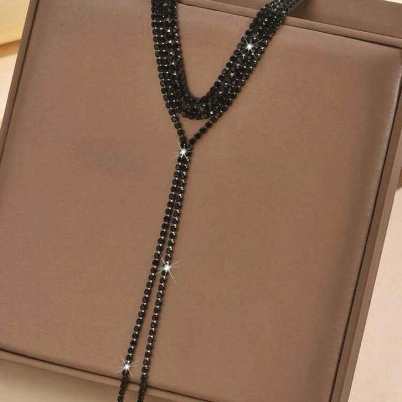 Gothic Style Y-Shaped Long Tassel Multi-Layer Necklace for Women Fashion Party Accessory Ideal for Daily Wear Versatile Design Eye-Catching Piece