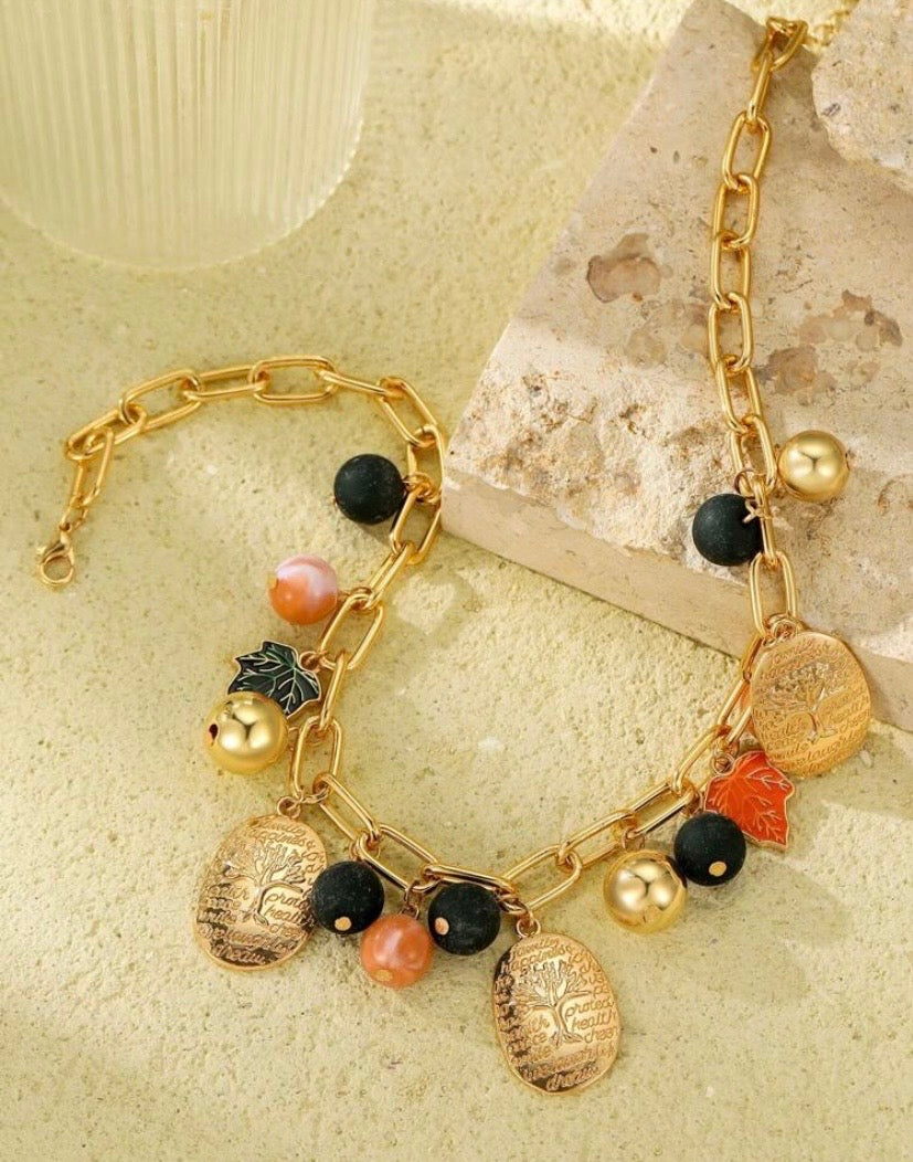 Bohemian Style Round Alloy Oval Pendant Necklace With Tree Pattern for Women 1pc Elegant Jewelry Accessory