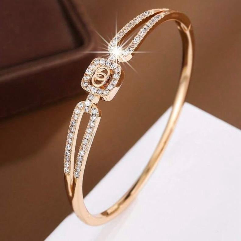 Elegant Zirconia Inlaid Bracelet Gold/Silver Versatile Fashionable Accessory for Casual & Formal Wear