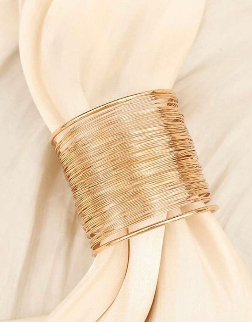 1pc Vintage Multilayer Gold-Plated Wide Bangle Bracelet, Exaggerated Cuff Bracelet Wrist Accessory Gift For Women