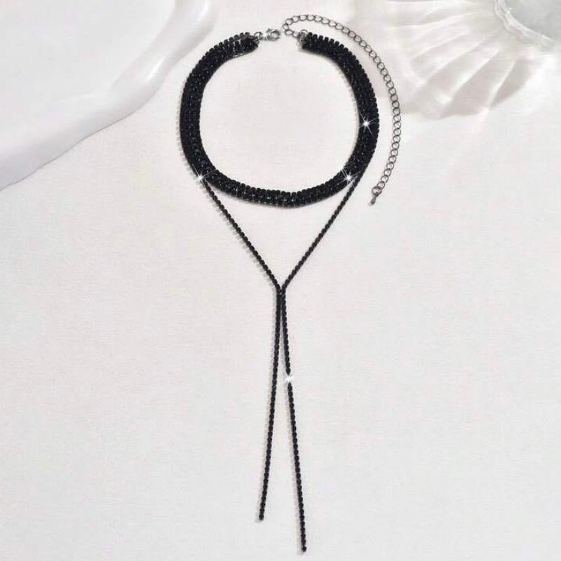 Gothic Style Y-Shaped Long Tassel Multi-Layer Necklace for Women Fashion Party Accessory Ideal for Daily Wear Versatile Design Eye-Catching Piece