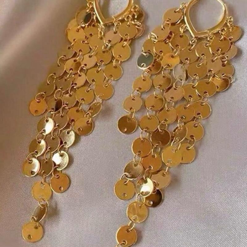 Stylish Vintage-Style Long Tassel Heart-Shaped Dangle Earrings - Exquisite Versatile Design for Everyday Wear