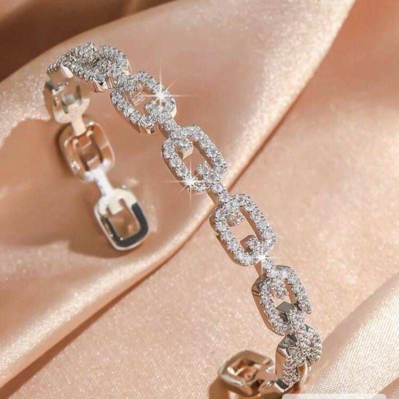 1pc gold/silver Cubic Zirconia Decorated Women's Bangle