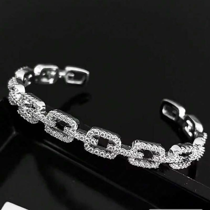 1pc gold/silver Cubic Zirconia Decorated Women's Bangle