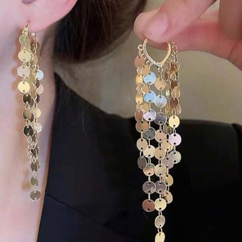 Stylish Vintage-Style Long Tassel Heart-Shaped Dangle Earrings - Exquisite Versatile Design for Everyday Wear