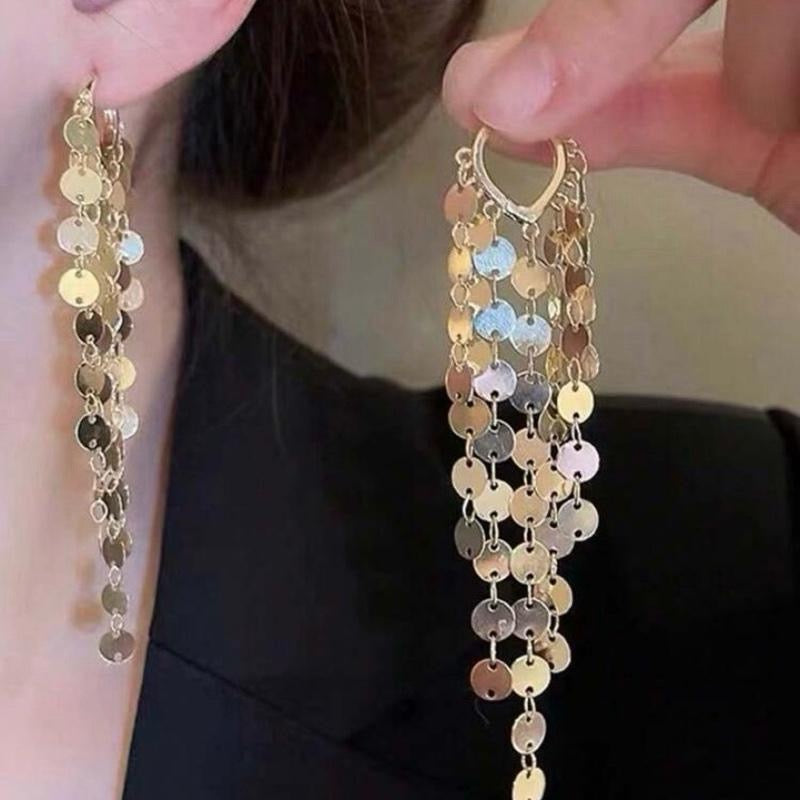 Stylish Vintage-Style Long Tassel Heart-Shaped Dangle Earrings - Exquisite Versatile Design for Everyday Wear