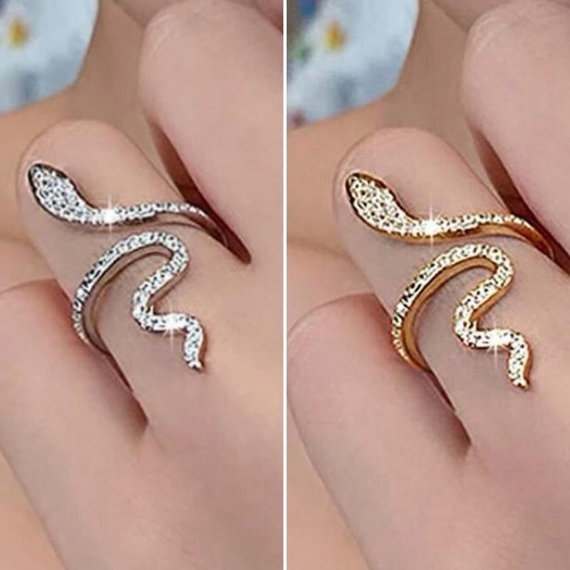Nooxian Vintage Snake Shape Open Ring for Women Stainless Steel Gold/Silver Elegant Design Versatile Accessory Perfect Gift