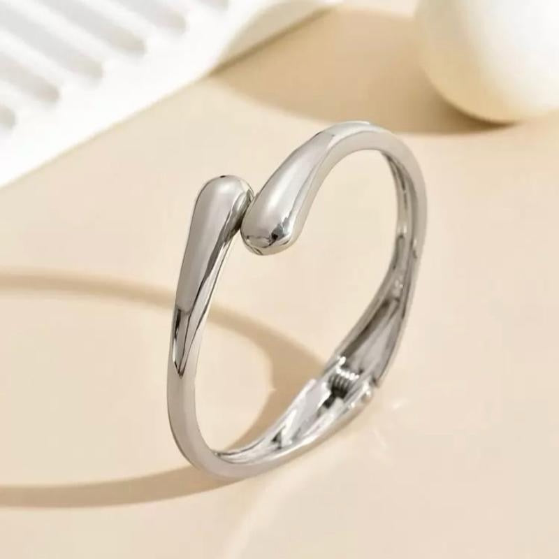 1pc Gold/Sılver Symmetrical Double Droplet Shaped Fashion Bracelet. Vintage Design. European & American Style With High-End Feeling.
