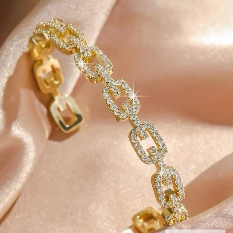 1pc gold/silver Cubic Zirconia Decorated Women's Bangle